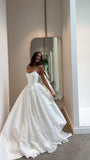 Simple Wedding Dress Ball Gown Strapless Satin White Wedding Dresses Bridal Gowns HZ1214