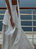 Simple Wedding Dress A line Strapless Chiffon Summer Beach White Split Wedding Dresses Bridal Gowns HZ1214
