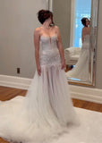 Dreamy Wedding Dress Mermaid Strapless White Tulle Long Wedding Dresses Bridal Gowns HZ1214