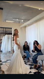 Dreamy Wedding Dress Mermaid Strapless White Satin Long Wedding Dresses Bridal Gowns HZ1214
