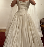 Modest Wedding Dress Ball Gown Strapless White Satin Long Wedding Dresses Brides Dress Bridal Gowns HZ1121