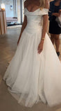 Dreamy Wedding Dress Ball Gown Off The Shoulder White Tulle Summer Long Wedding Dresses Bridal Gowns HZ1214