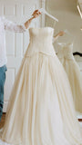 Rustic Wedding Dress Ball Gown Strapless White Tulle Summer Long Wedding Dresses Brides Dress Bridal Gowns HZ1214