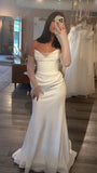 Dreamy Wedding Dress Mermaid Sweetheart White Satin Summer Long Wedding Dresses Bridal Gowns HZ1214