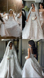 Rustic Wedding Dress Ball Gown Square Neck White Lace Tulle Long Wedding Dresses Summer Brides Dress Bridal Gowns HZ1121