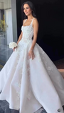 Pretty Wedding Dress Ball Gown Square Neck Lace White Wedding Dresses Bridal Gowns HZ1214