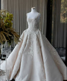 Rustic Wedding Dress Ball Gown Square Neck White Lace Tulle Long Wedding Dresses Summer Brides Dress Bridal Gowns HZ1121