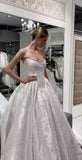 Pretty Wedding Dress Ball Gown Strapless Satin Floral White Wedding Dresses Bridal Gowns HZ1214
