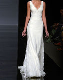 Pretty Wedding Dress Mermaid V Neck Lace Summer White Wedding Dresses Bridal Gowns HZ1214