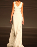 Pretty Wedding Dress Mermaid V Neck Lace Summer White Wedding Dresses Bridal Gowns HZ1214