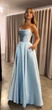 Modest A line Strapless Yellow Slit Satin 20th Birthday Dress Prom Dress 18th Birthday Outfits For Women HZ1214
