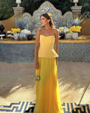 Modest A line Sweetheart Chiffon Yellow 20th Birthday Dress Prom Dress 18th Birthday Outfits Holiday Outfit HZ1214
