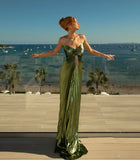 Modest A line Spaghetti Straps Green 18th Birthday Party Evening Dress Prom Dress 21st Birthday Outfits For Women HZ1214