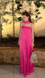 Classy A line Strapless Pink Satin Long Prom Dresses With Scarf Formal Summer Wedding Guest Dresses Wedding Guest Outfit HZ1214