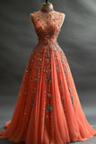 Pretty Ball Gown High Neck Silver Beaded Tulle Long Quinceanera Dress Formal Short Sleeves Flowers Vestido De 15 Anos HZ1214