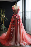 Pretty Ball Gown Sweetheart Pink Tulle Long Quinceanera Dress Formal Short Sleeves Flowers Vestido De 15 Anos Sweet 16 Dress HZ1214