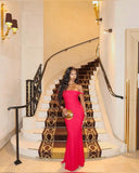 Classy Mermaid Off The Shoulder Red Long Prom Dresses Formal Gown Summer Wedding Guest Dresses Wedding Guest Outfit HZ1214