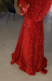 Modest Mermaid Straps Wine Red Sequin Formal Gown 23rd Birthday Dress Prom Dresses 20th Birthday Outfits HZ1214
