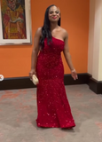Modest Mermaid Straps Wine Red Sequin Formal Gown 23rd Birthday Dress Prom Dresses 20th Birthday Outfits HZ1214