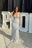 Modest Sheath Sweetheart Silver Sequin Formal Gown 23rd Birthday Dress Prom Dresses 20th Birthday Outfits HZ1214