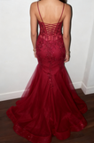 Modest Mermaid Spaghetti Straps Burgundy Sequin Formal Gown 23rd Birthday Dress Prom Dresses 20th Birthday Outfits HZ1214