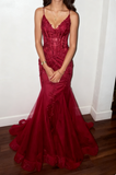 Modest Mermaid Spaghetti Straps Burgundy Sequin Formal Gown 23rd Birthday Dress Prom Dresses 20th Birthday Outfits HZ1214