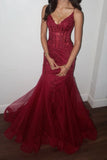 Modest Mermaid Spaghetti Straps Burgundy Sequin Formal Gown 23rd Birthday Dress Prom Dresses 20th Birthday Outfits HZ1214