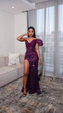 Vintage Sheath Sweetheart Grape Slit High Cut Split Long Prom Dresses Party Dress Graduation Dresses HZ1214