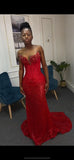 Modest Mermaid Sweetheart Red Sequin Formal Gown 20th Birthday Dress Prom Dresses 18th Birthday Outfits HZ1214
