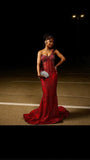 Sexy Mermaid One Shoulder Burgundy Sequin Formal Gown 23rd Birthday Dress Prom Dresses Black Girl 20th Birthday Outfits HZ1214