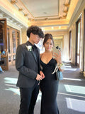 Modest Mermaid Spaghetti Straps Black Sequins Formal Gown 20th Birthday Dress Prom Dresses Black Girl 18th Birthday Outfits HZ1214