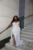Vintage Mermaid Sweetheart Silver Sequin Beads Long Prom Dresses Party Dress Plus Size Black Girl Outfits Graduation Dresses HZ1214