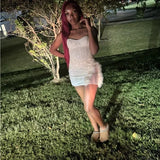 Simple Sheath Strapless Sequin White Summer Birthday Dresses For Teens Hoco Dress Mini 18th Birthday Outfit Cocktail Dresses HZ1214