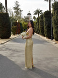 Elegant Glamour Sheath Strapless Sequin Yellow Bridesmaid Dresses Party Gown Summer Birthday Outfits Birthday Dress Ideas For Women HZ1214