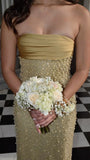 Elegant Glamour Sheath Strapless Sequin Yellow Bridesmaid Dresses Party Gown Summer Birthday Outfits Birthday Dress Ideas For Women HZ1214