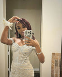 Classy Mermaid Off The Shoulder Champagne Sequin Split Black Girl Long Slit Prom Dresses Party Dress Birthday Outfits Graduation Dresses HZ1214