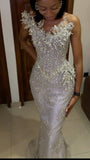 Vintage Mermaid Sweetheart Beads Sequin Sleeveless Long Prom Dresses Party Dress Black Girl Birthday Outfits Graduation Dresses HZ1214