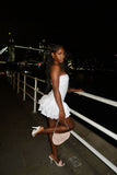 Sexy Sheath Strapless White Chiffon Short Black Girl Homecoming Dresses Summer Hoco Dresses Cocktail Dress Birthday Outfits HZ1214