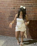 Cute Sheath Strapless Satin Short Summer Birthday Dresses Hoco Dress Mini 18th Birthday Outfit Cocktail Dresses HZ1214