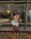 Sexy Sheath Sequin Beads Blue Short Summer Birthday Dresses Hoco Dress Mini 18th Birthday Outfit Cocktail Dresses HZ1214