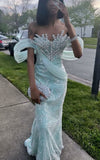 Classy Mermaid Sweetheart Mint Green Silver Beads Sleeveless Sequin Long Prom Dresses Party Dress Birthday Outfits Graduation Dresses HZ1214