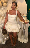 Cute Sheath Square Neck Black Girl Summer Birthday Dresses For Teens White Hoco Dress Mini 18th Birthday Outfit Cocktail Dresses HZ1214