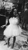 Elegant Ball Gown Strapless Black Girl Summer Birthday Dresses For Teens White Hoco Dress Mini 18th Birthday Outfit Cocktail Dresses HZ1214