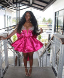 Elegant Ball Gown Strapless Black Girl Summer Birthday Dresses For Teens Pink Hoco Dress Mini 18th Birthday Outfit Cocktail Dresses HZ1214
