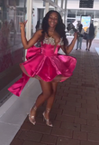 Elegant Ball Gown Strapless Black Girl Summer Birthday Dresses For Teens Pink Hoco Dress Mini 18th Birthday Outfit Cocktail Dresses HZ1214
