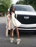 Simple A line Off The Shoulder Black Girl Summer 16th Birthday Dresses For Teens Hoco Dress Mini 18th Birthday Outfit Cocktail Dresses HZ1214