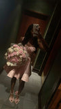 Cute A line Straps Pink Lace Short Summer 18th Birthday Dresses Hoco Dress Mini 21st Birthday Outfit Cocktail Dresses HZ1214
