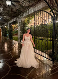 Sexy A line Straps Light Champagne Tulle Sleeveless Prom Dresses Party Dress Summer Birthday Outfits Birthday Dresses HZ1214