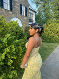 Sexy Mermaid Spaghetti Straps Yellow Sleeveless Prom Dresses Party Dress Summer Birthday Outfits Birthday Dresses HZ1214