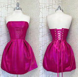 Elegant Ball Gown Strapless Summer Birthday Dresses For Teens Hot Pink Sequin Hoco Dress Mini 18th Birthday Outfit Cocktail Dresses HZ1214